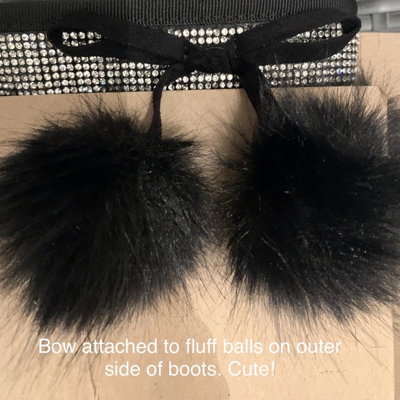 Carlkarida Black Faux Fur/Suede Winter Boots with Bows and Bling • Sz 10 • NWOT - Picture 10 of 16